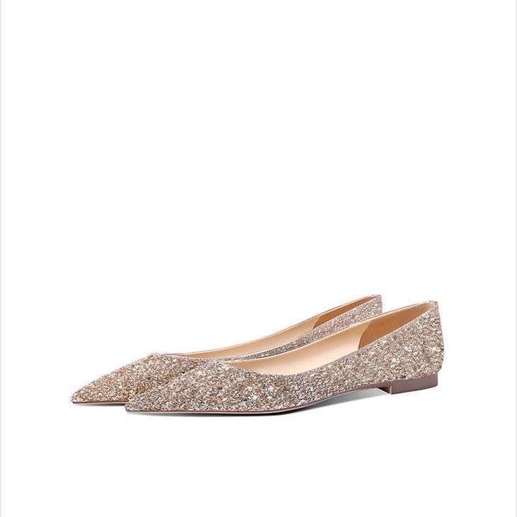 結婚式パンプス 華やか煌めくグリッターポインテッドパンプス