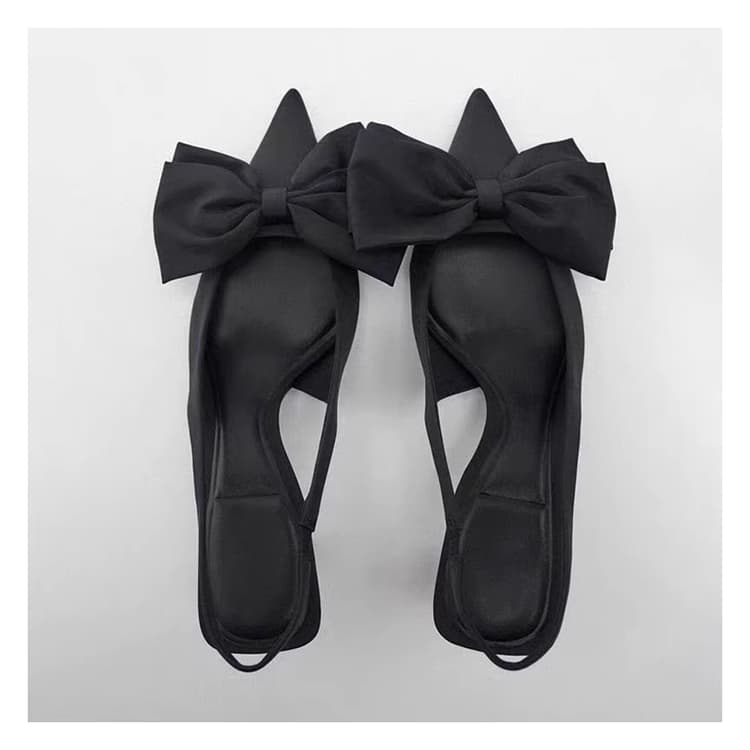 エレガントリボン ポインテッド ローヒールパンプス