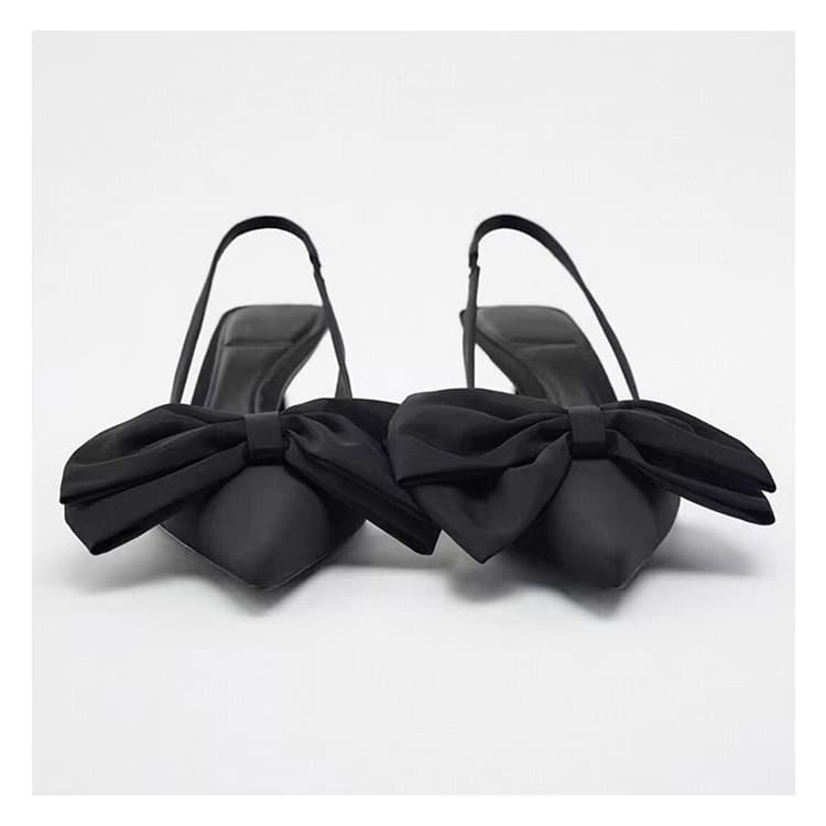 エレガントリボン ポインテッド ローヒールパンプス