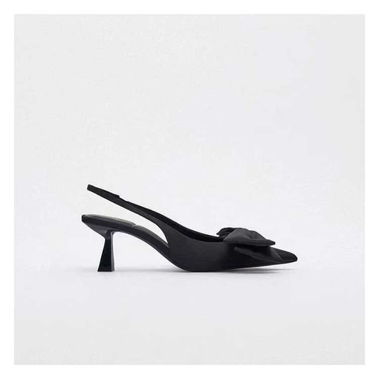 エレガントリボン ポインテッド ローヒールパンプス