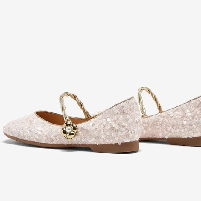 シルバースパンコール上品ツイストストラップパンプス