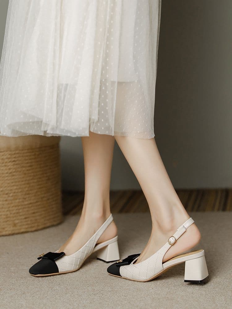結婚式パンプス ホワイトキルティングリボンストラップ