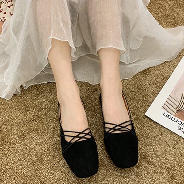 エレガントクロスストラップ ぺたんこパンプス