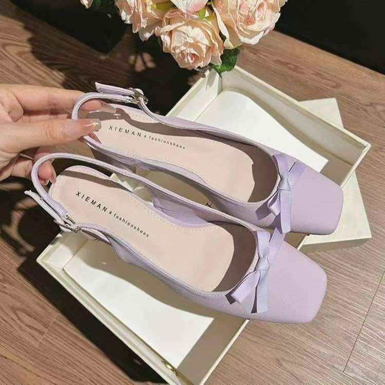 エレガントリボン ベージュスクエアトゥパンプス