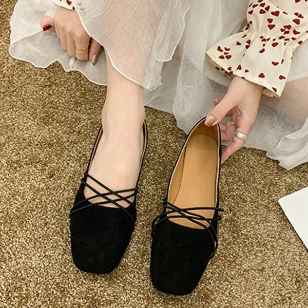 エレガントクロスストラップ ぺたんこパンプス