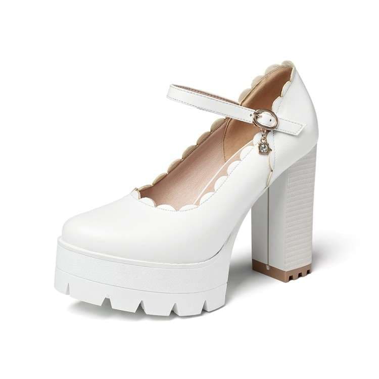 シルバースカラップ美脚アンクルストラップパンプス