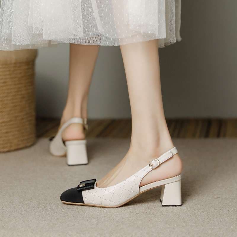 結婚式パンプス ホワイトキルティングリボンストラップ