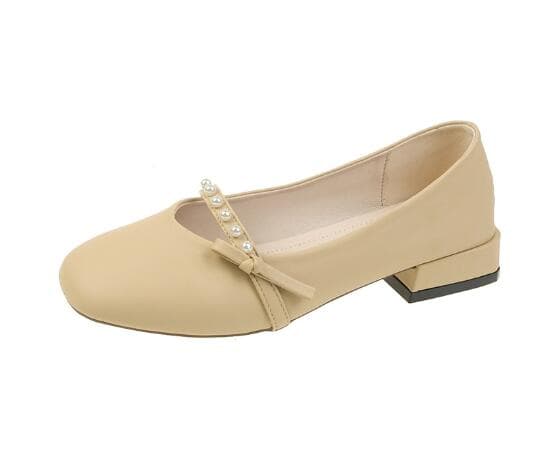 エレガントパール付やわらかローヒールパンプス