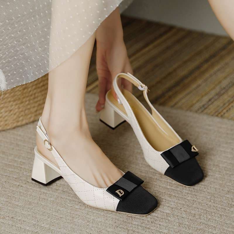 結婚式パンプス ホワイトキルティングリボンストラップ