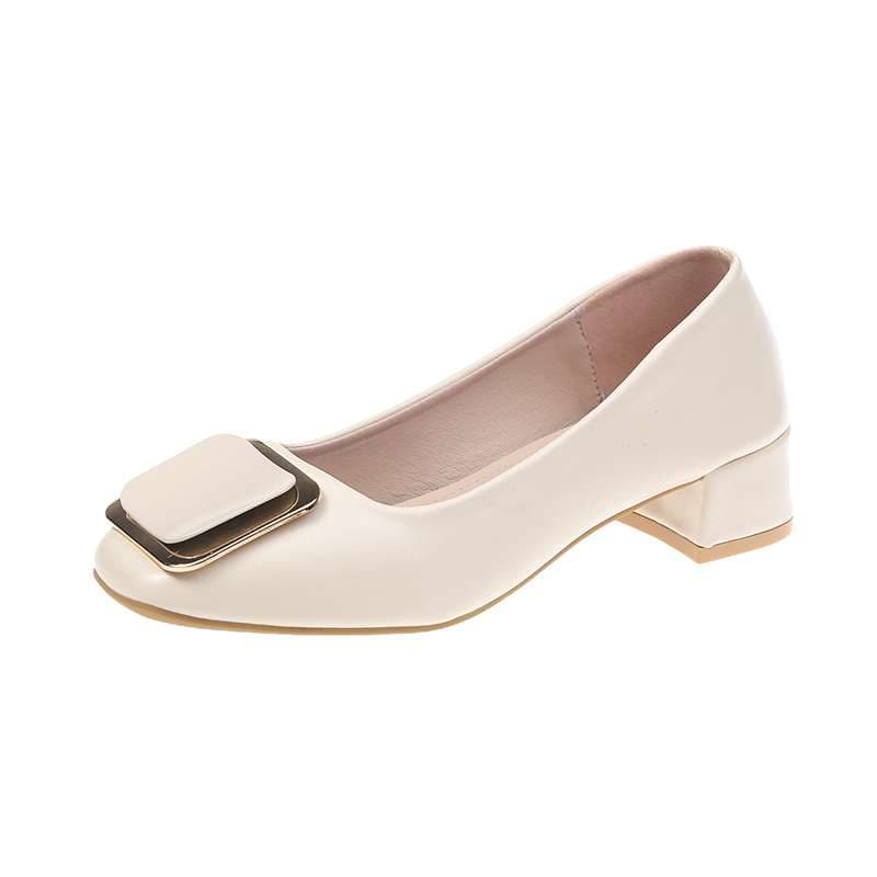 エレガントバックル 低ヒール結婚式パンプス