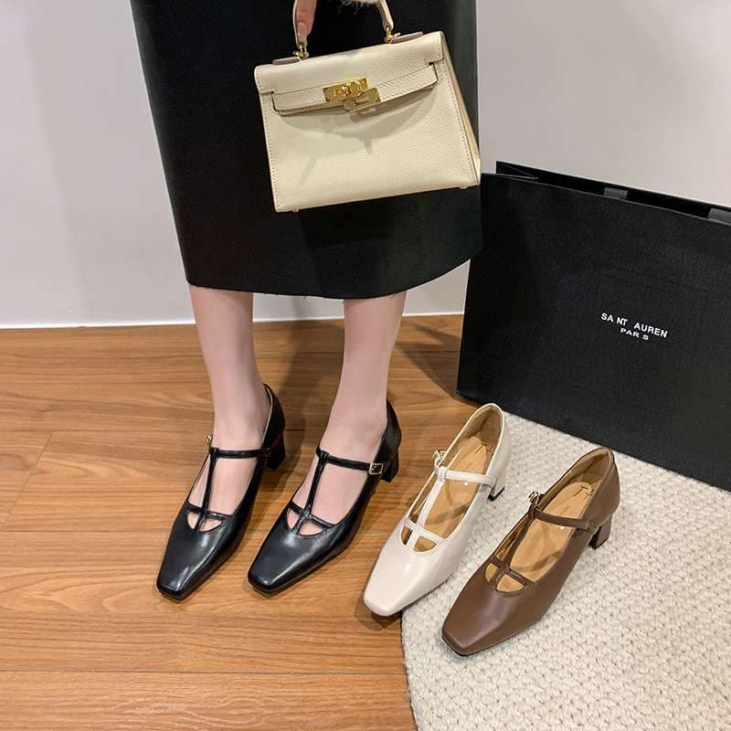 クラシカルエレガンス Tストラップ結婚式パンプス